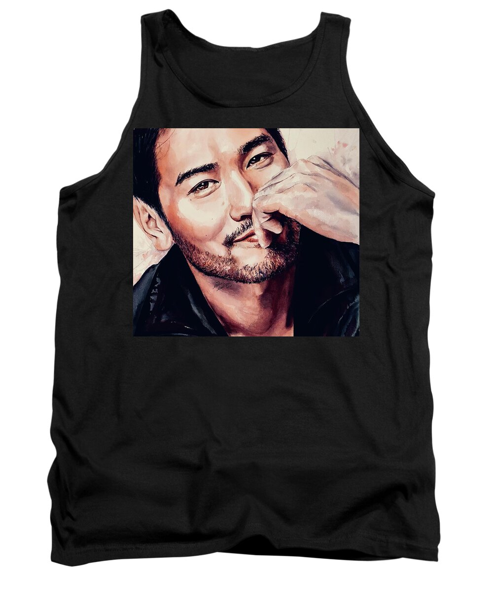 Godfrey Gao Tank Top featuring the painting Godfrey Gao The One by Michal Madison
