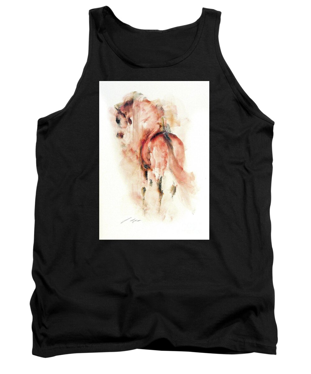 Equestrian Painting Tank Top featuring the painting The Pink Horse by Janette Lockett