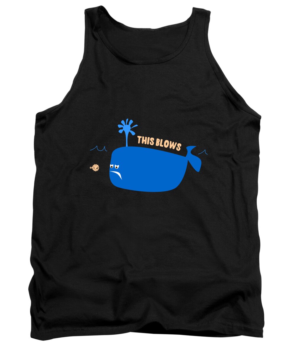 Cool Tank Top featuring the digital art This Blows Funny Whale Blowfish by Flippin Sweet Gear