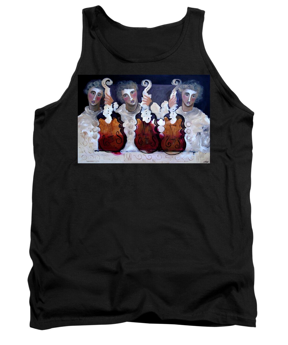 Figurative Tank Top featuring the painting Three From Above by Jim Stallings