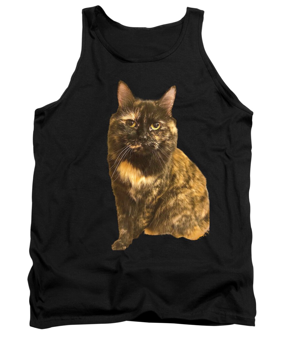 Cat Tank Top featuring the photograph Tortoise Long Hair Cat by Lisa Pearlman