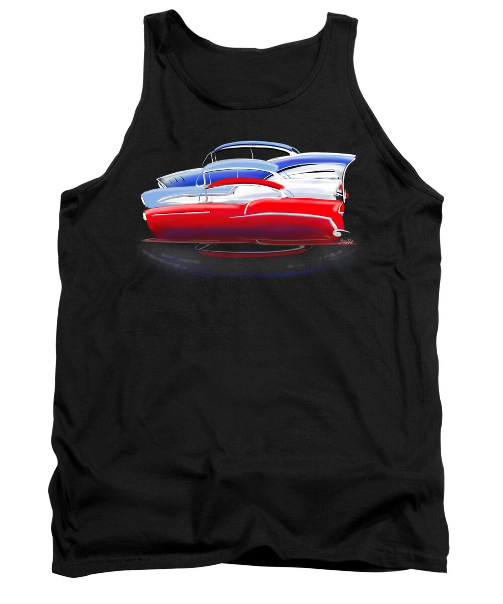  Chevy Tank Top featuring the digital art Tri-Five Chevrolets grouping by Doug Gist