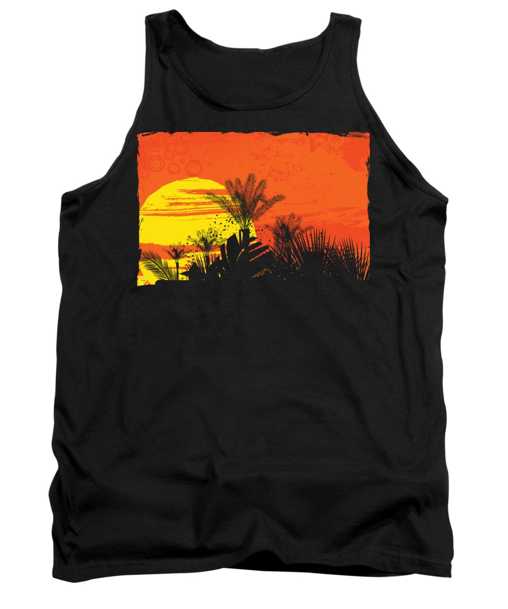 Colorful Tank Top featuring the digital art Tropical Summer Sunset by Jacob Zelazny