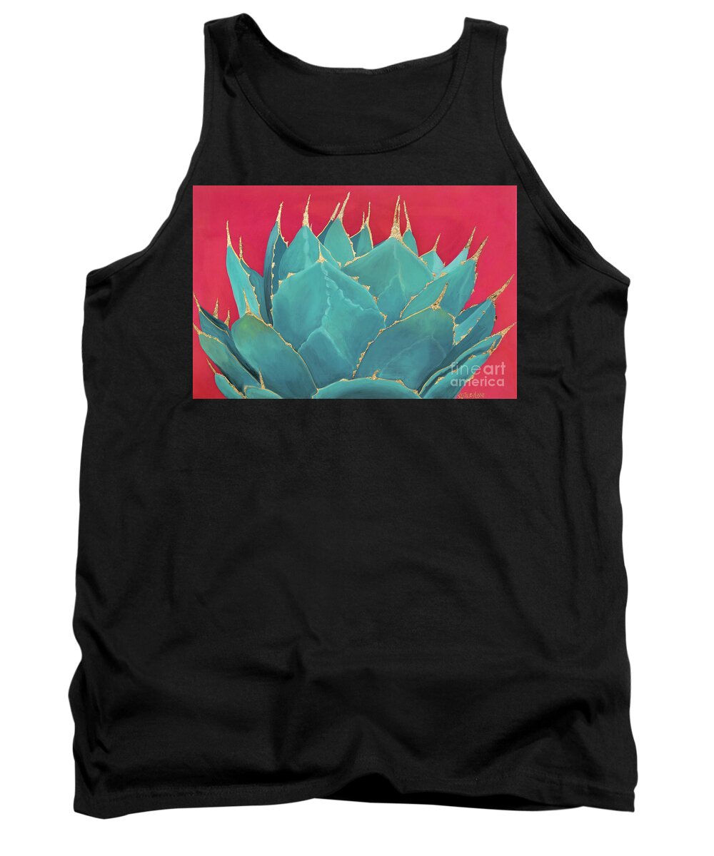 Agave Tank Top featuring the painting Turquoise Fire by Ashley Lane
