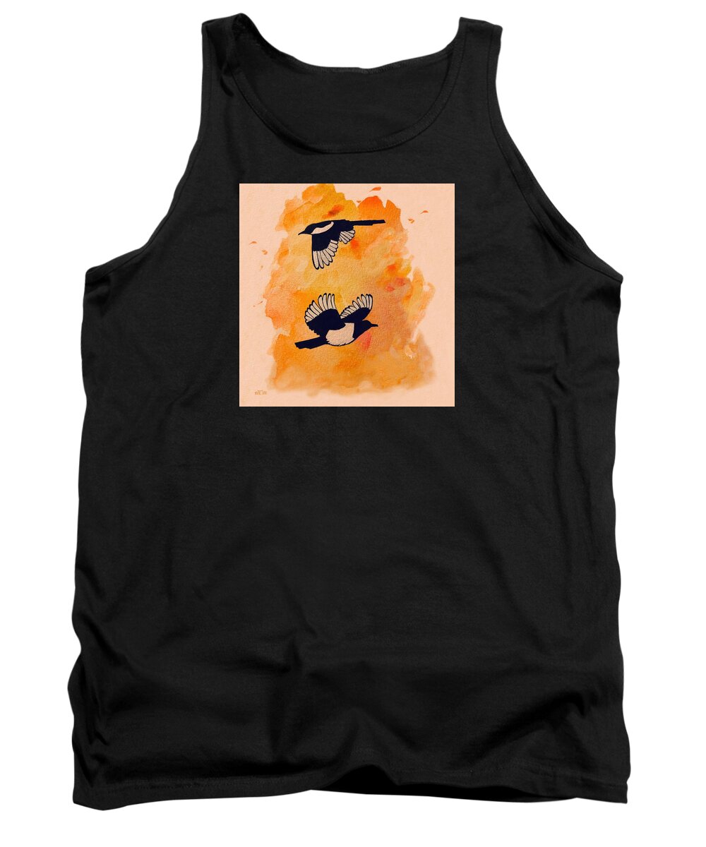 Magpies Tank Top featuring the painting Two for Joy by Martine Murphy
