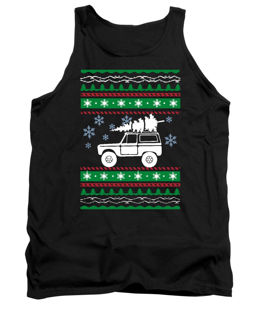 Ugly Christmas Tank Top featuring the digital art Ugly Christmas Trees Snowflakes Truck by Jacob Zelazny