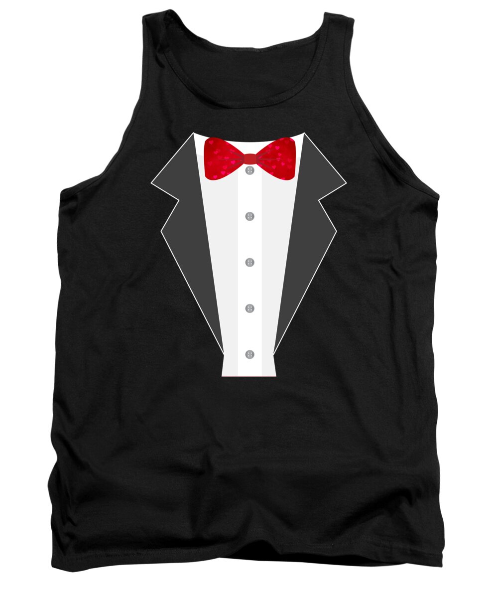Cool Tank Top featuring the digital art Valentines Day Heart Bow Tie Tuxedo Costume by Flippin Sweet Gear
