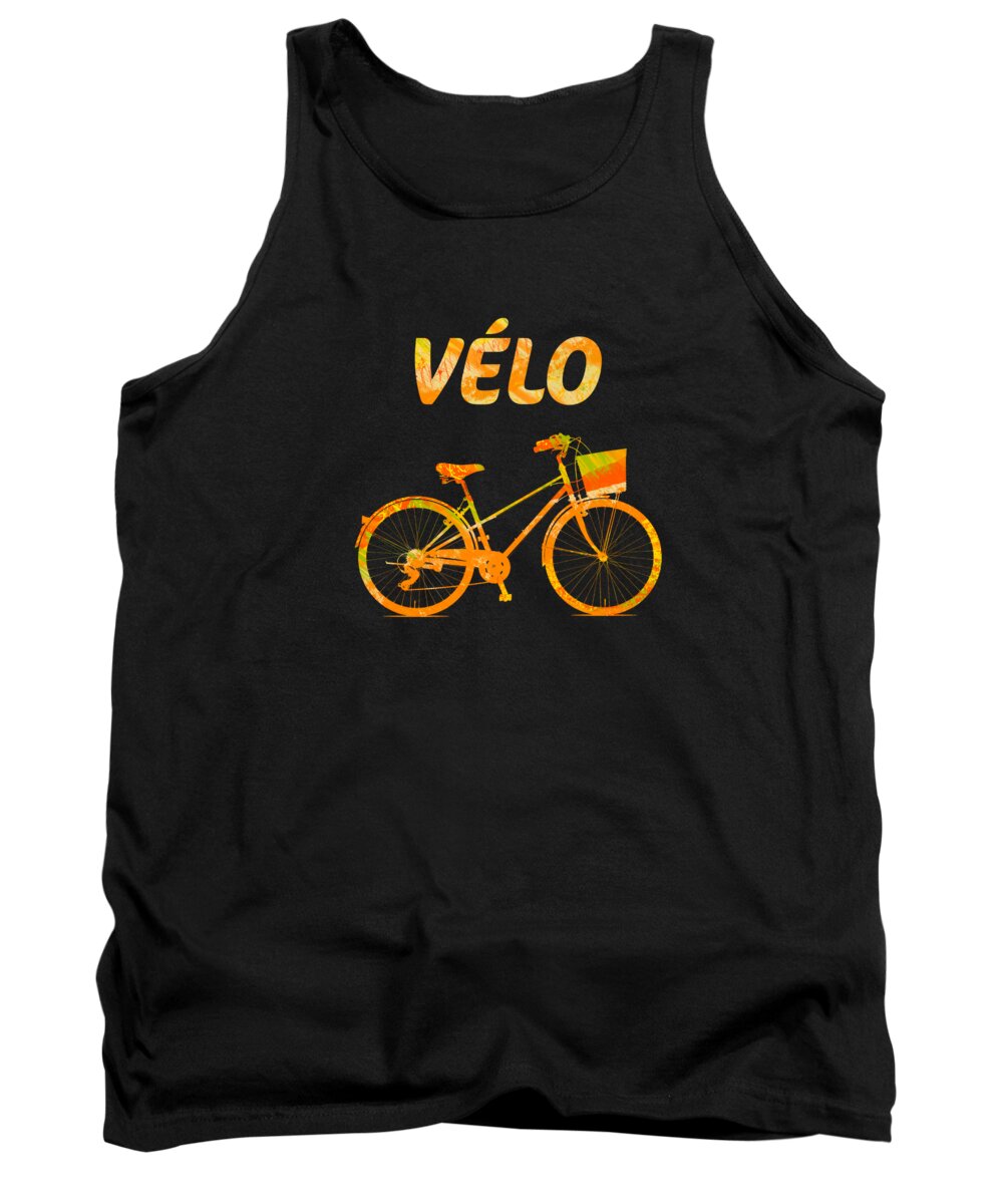 Vélo Bicycle Graphic Tank Top featuring the digital art Velo Bicycle Graphic by Nancy Merkle