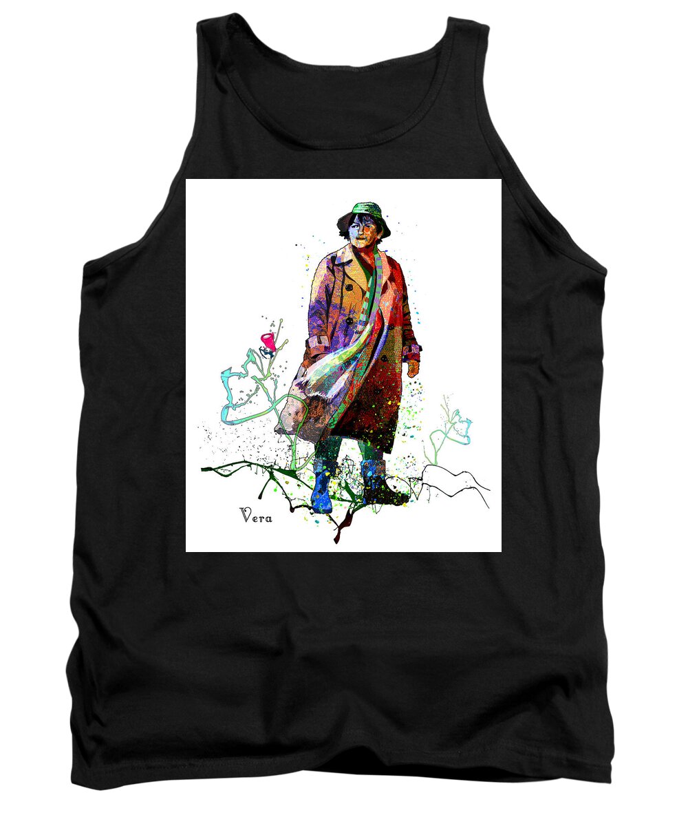 Watercolour Tank Top featuring the mixed media Vera Stanhope by Miki De Goodaboom