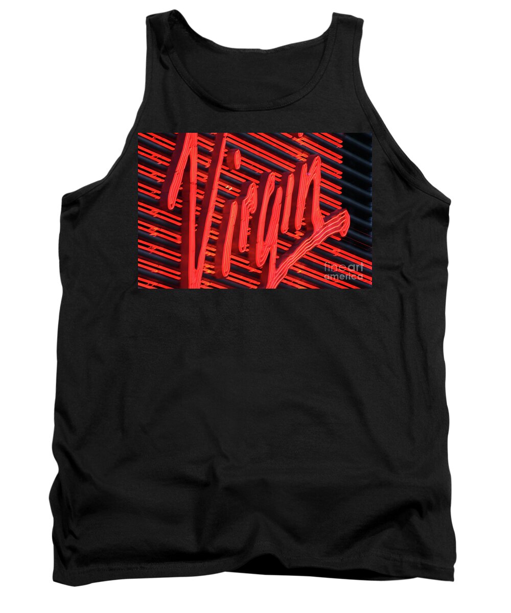  Virgin Record Store Tank Top featuring the photograph Virgin Neon Sign by Steven Spak