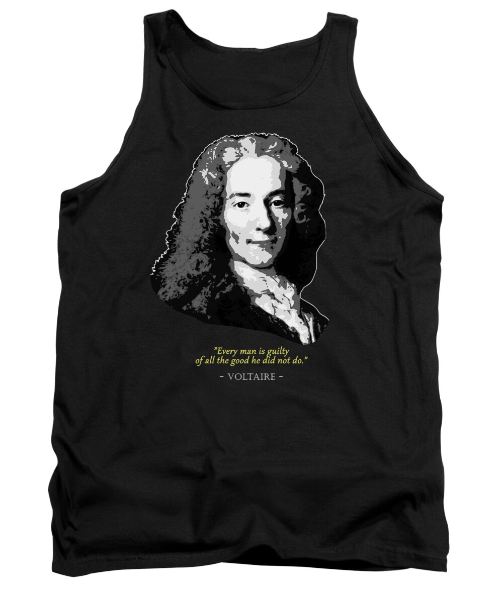 Voltaire Tank Top featuring the digital art Voltaire Quote by Filip Schpindel