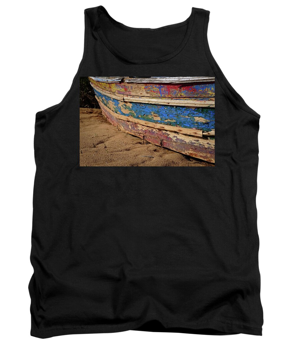 Weathered Fishing Boat Resting on the Sand Tank Top by Angelo DeVal - Fine  Art America