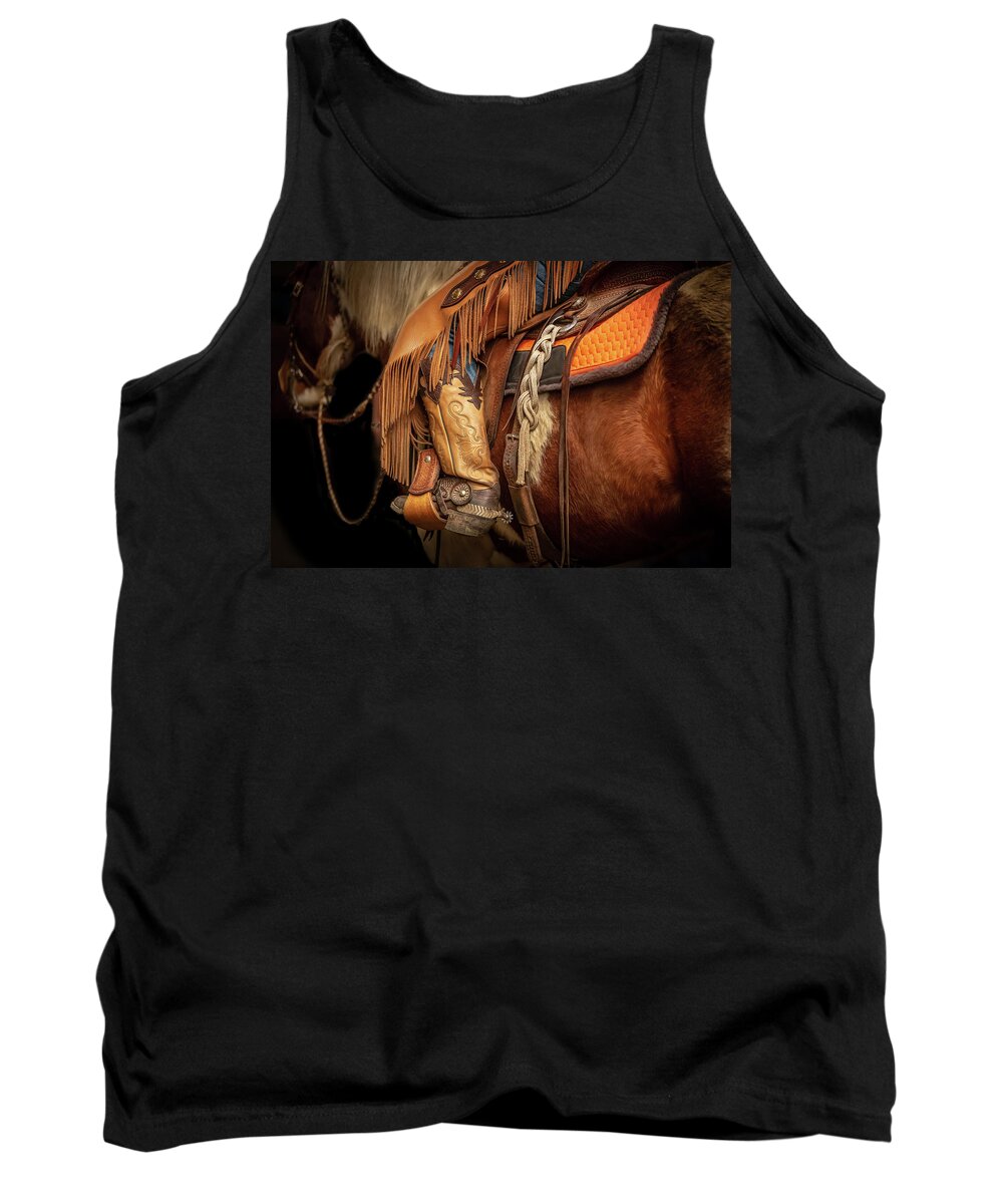 Horse Tank Top featuring the photograph Western Cowboy Boots by JBK Photo Art