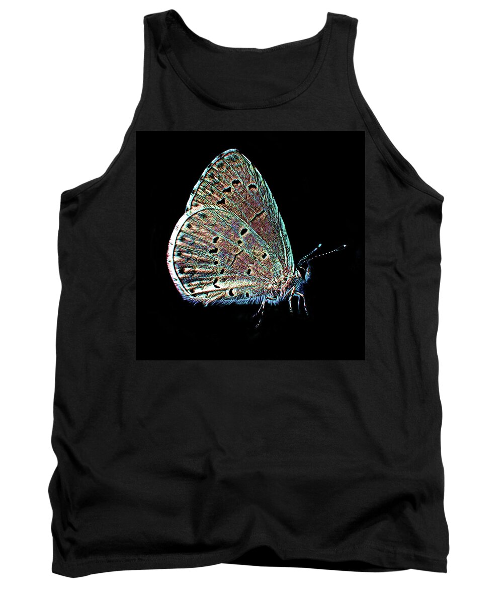 Art Tank Top featuring the digital art Wild Butterfly on Black Background by Artful Oasis