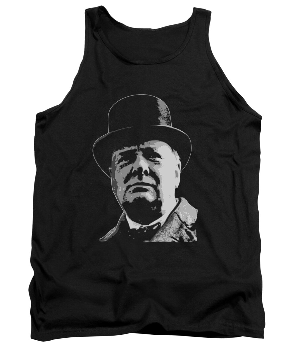 Winston Tank Top featuring the digital art Winston Churchill Black and White by Filip Schpindel