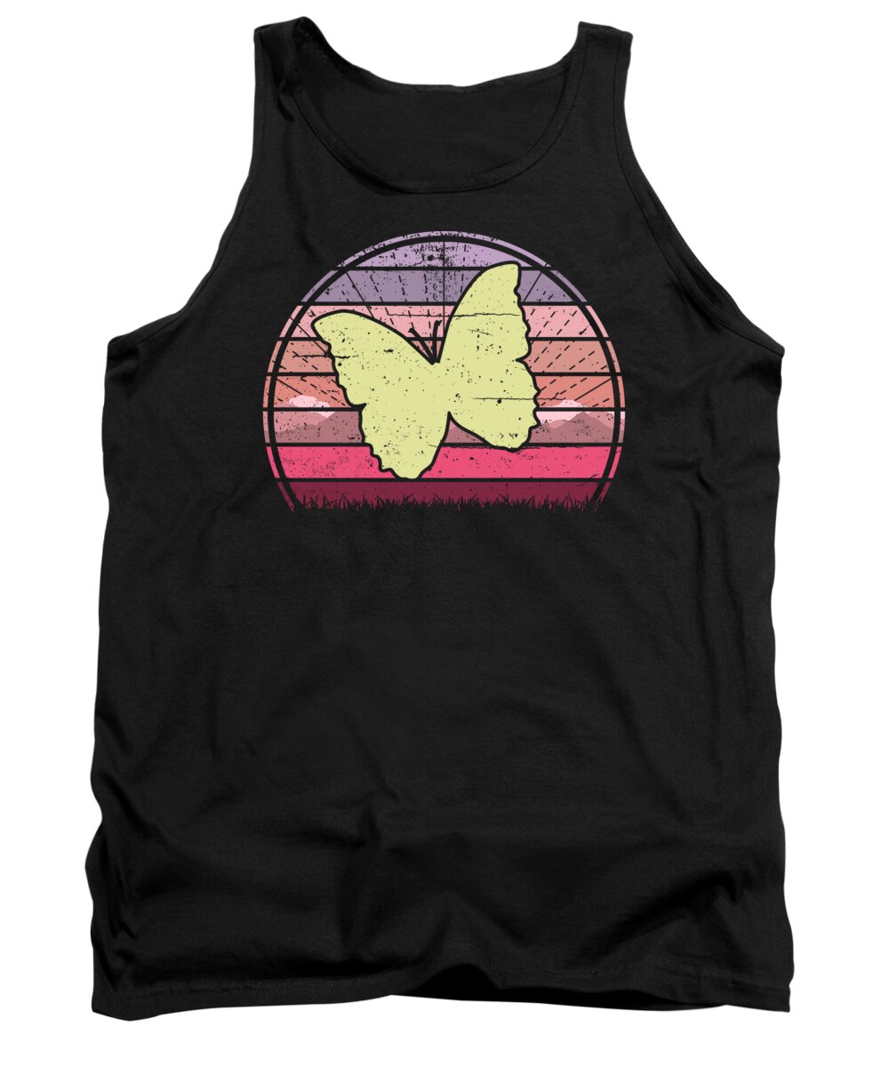 Yellow Tank Top featuring the digital art Yellow Butterfly Sunset by Filip Schpindel