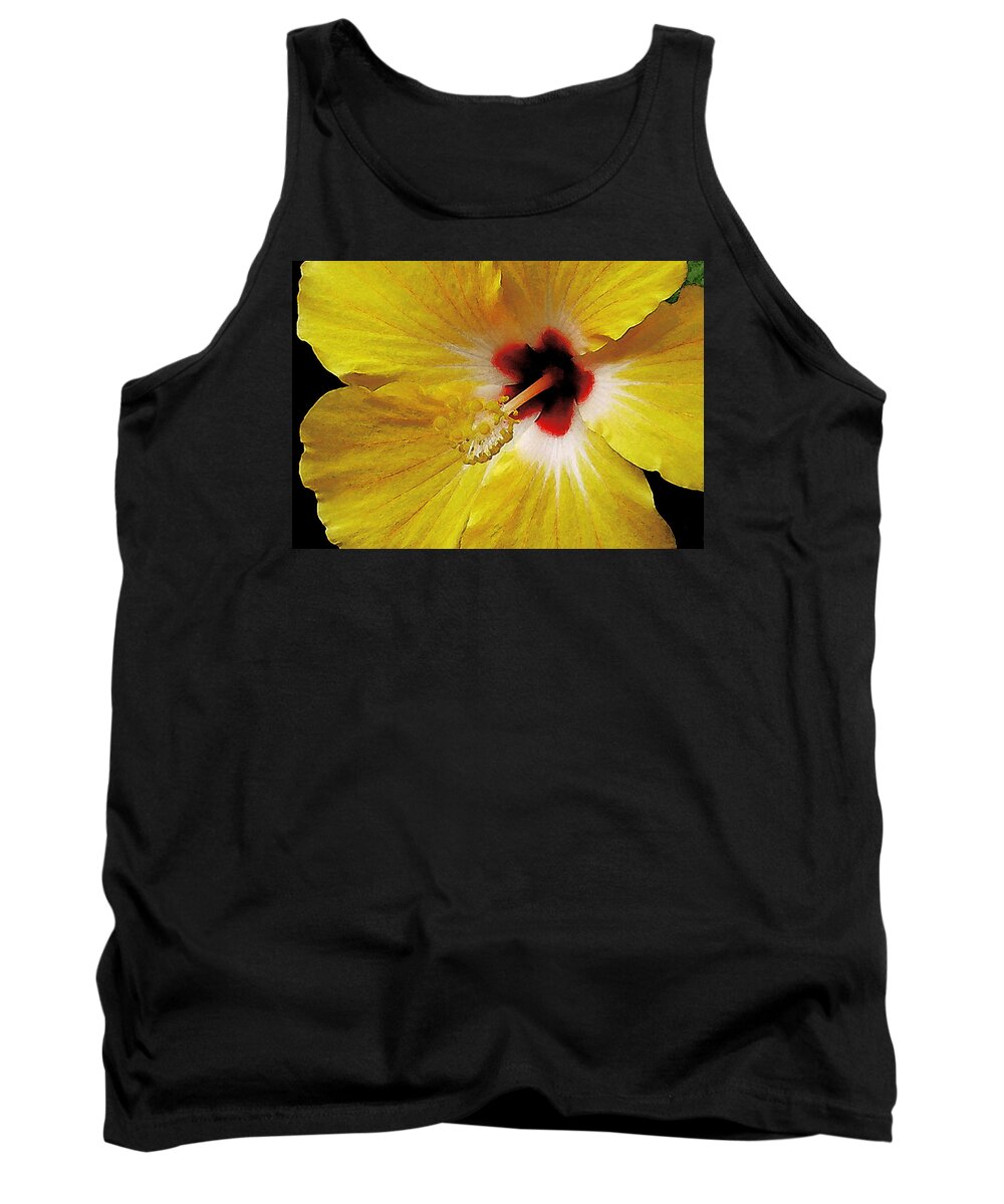 Hawaii Iphone Cases Tank Top featuring the photograph Yellow Hibiscus With Red Center by James Temple