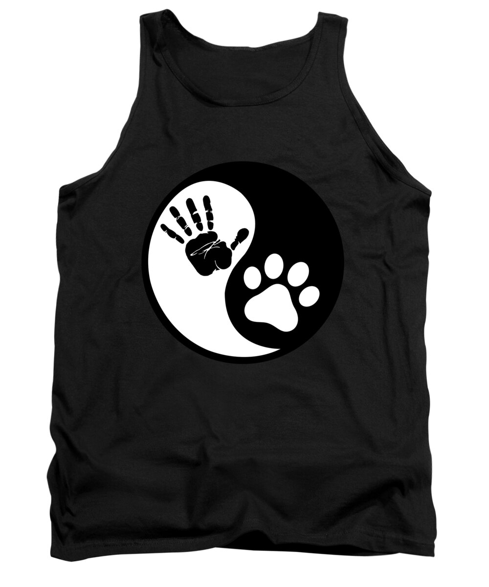 Christmas Gifts For Dogs Tank Top featuring the digital art Yin Yang Human Hand Print Paw Print by Jacob Zelazny