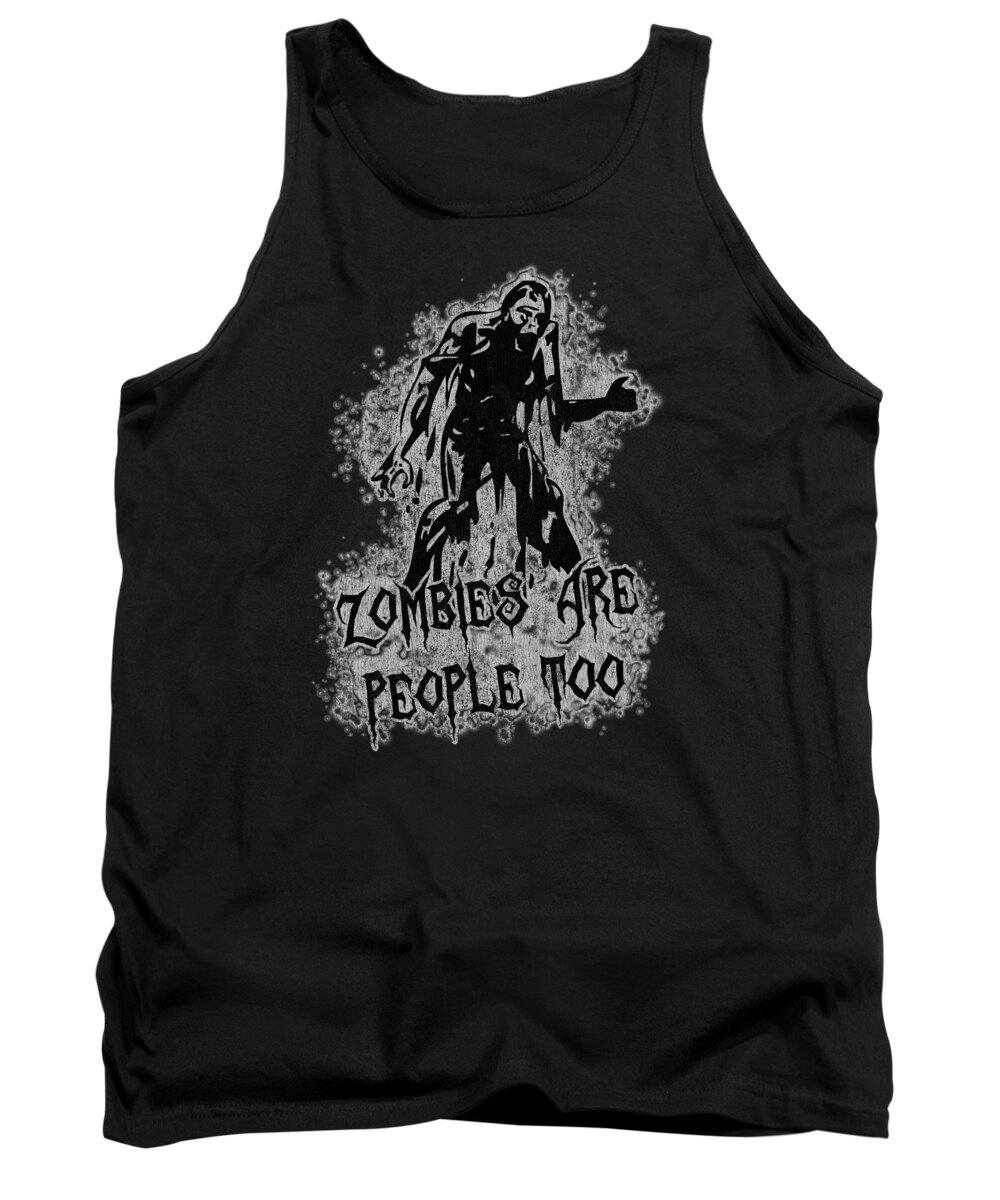 Funny Tank Top featuring the digital art Zombies Are People Too Halloween Retro by Flippin Sweet Gear