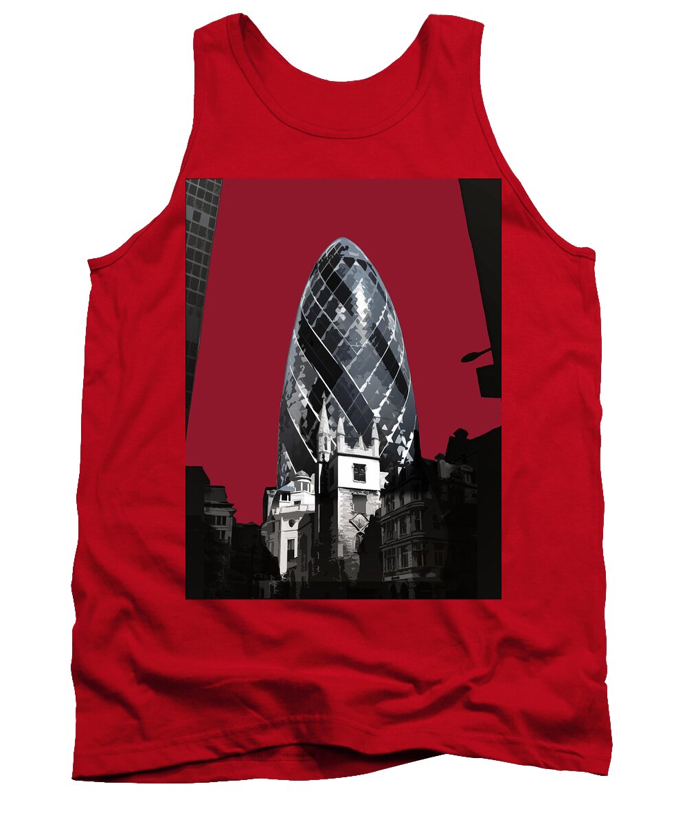 Eye Tank Top featuring the mixed media Gherkin - Blazing RED by BFA Prints
