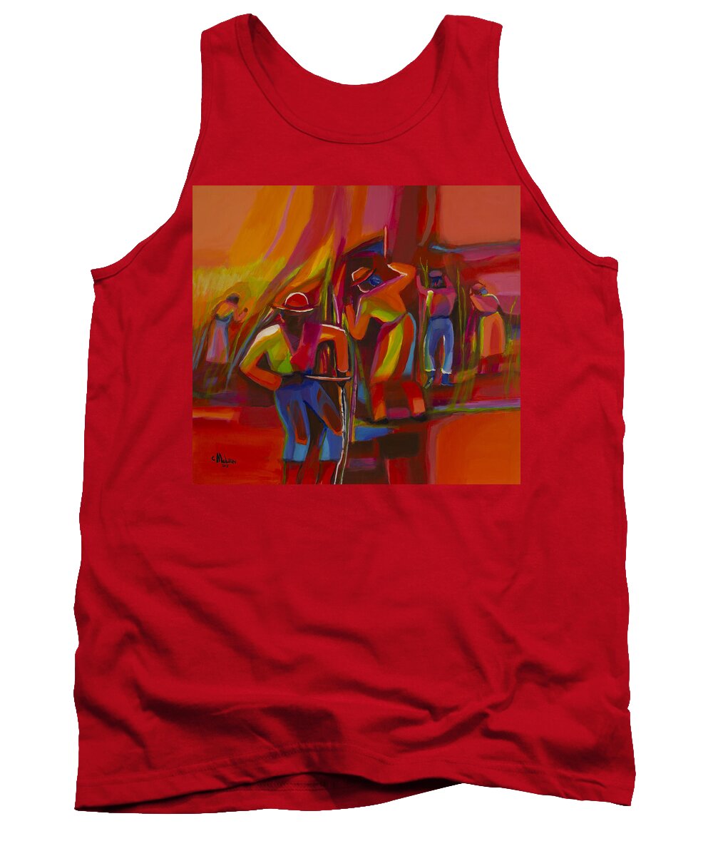 Abstract Tank Top featuring the painting Cane Harvest #1 by Cynthia McLean