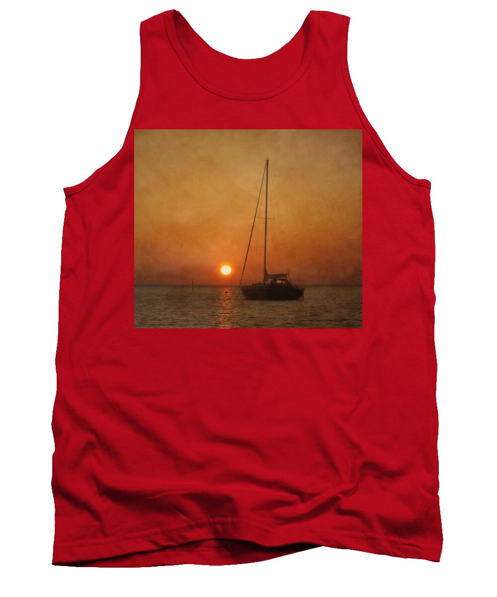 Sunset Tank Top featuring the photograph A Ship in the Night by Kim Hojnacki