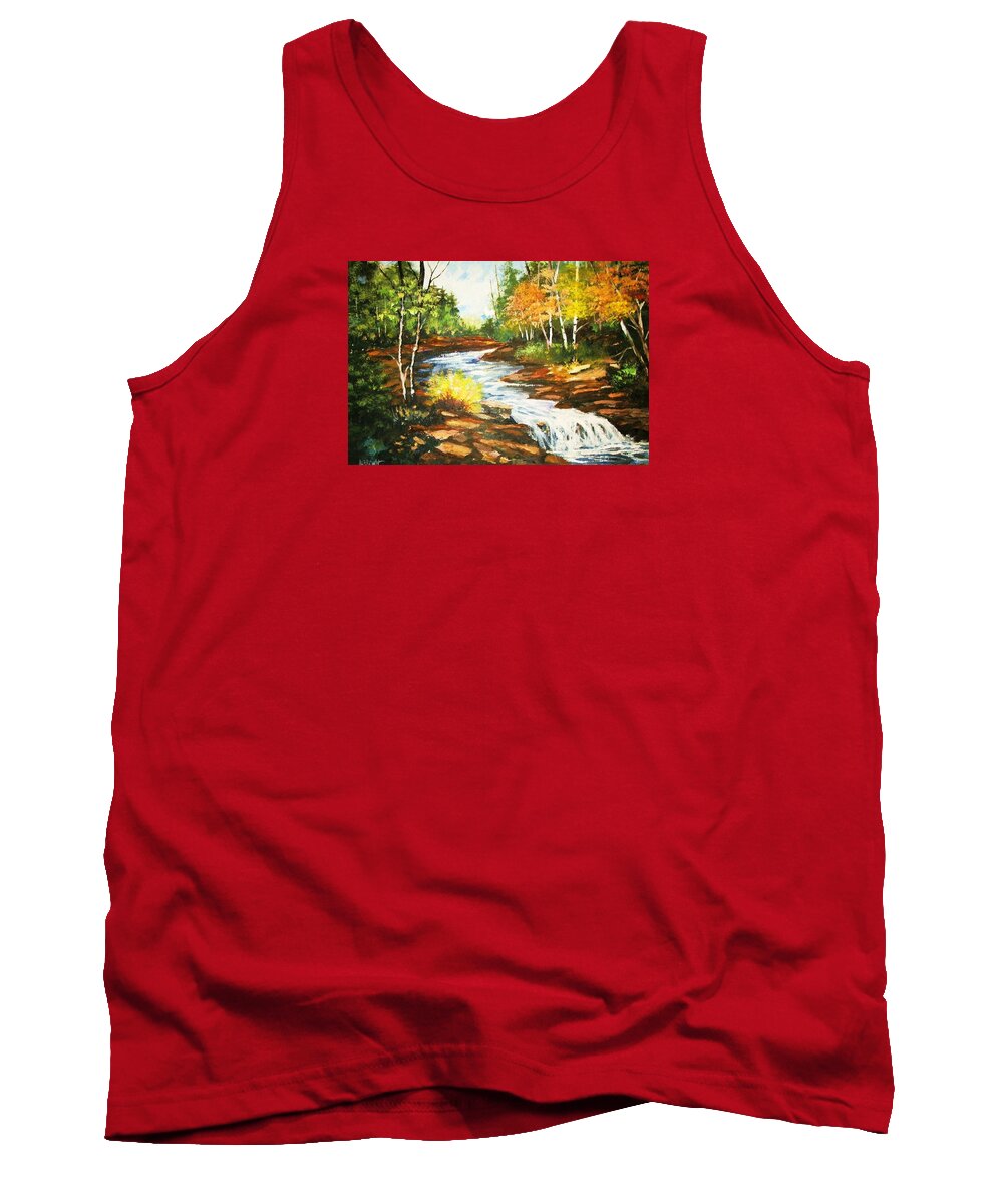 Forest Tank Top featuring the painting A Winding Creek in Autumn by Al Brown