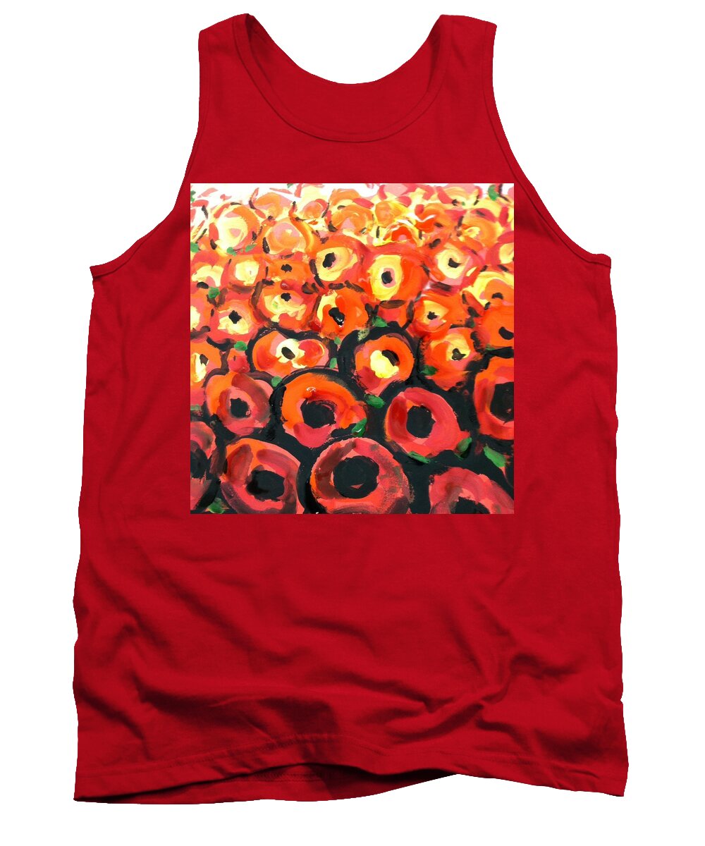  Tank Top featuring the painting Abstract poppies by Hae Kim