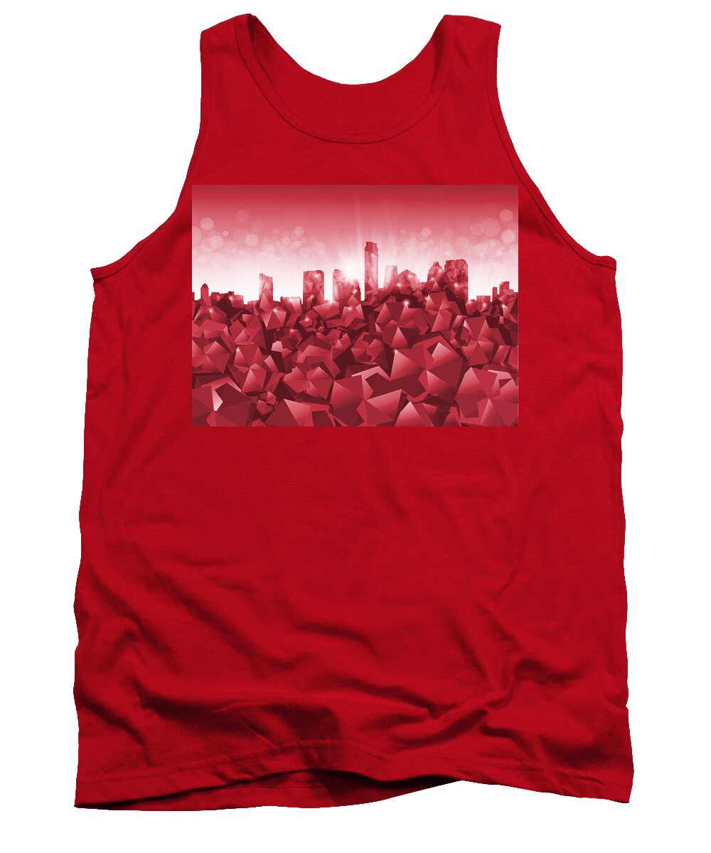 Austin Texas Tank Top featuring the painting Austin Skyline Geometry by Bekim M