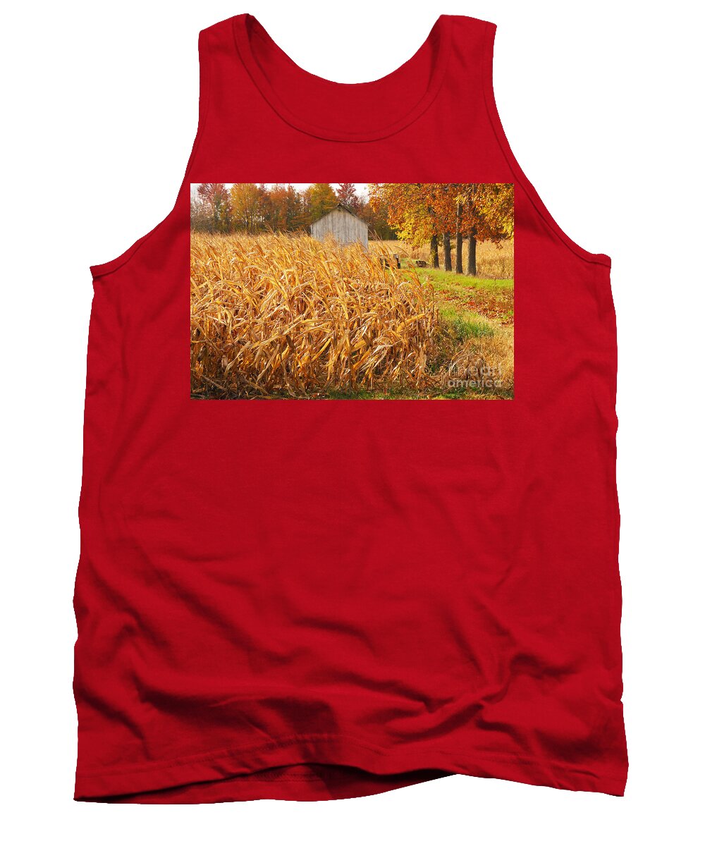 Corn Tank Top featuring the photograph Autumn Corn by Mary Carol Story