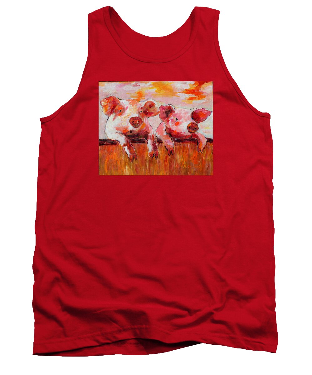 Farm Pigs Tank Top featuring the painting Awesome by Naomi Gerrard