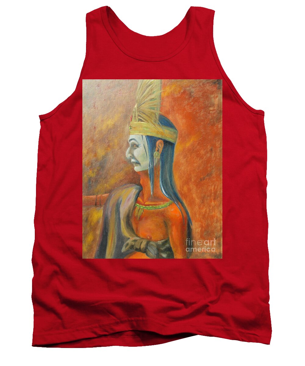 Aztec Tank Top featuring the painting Axooxco by Lilibeth Andre