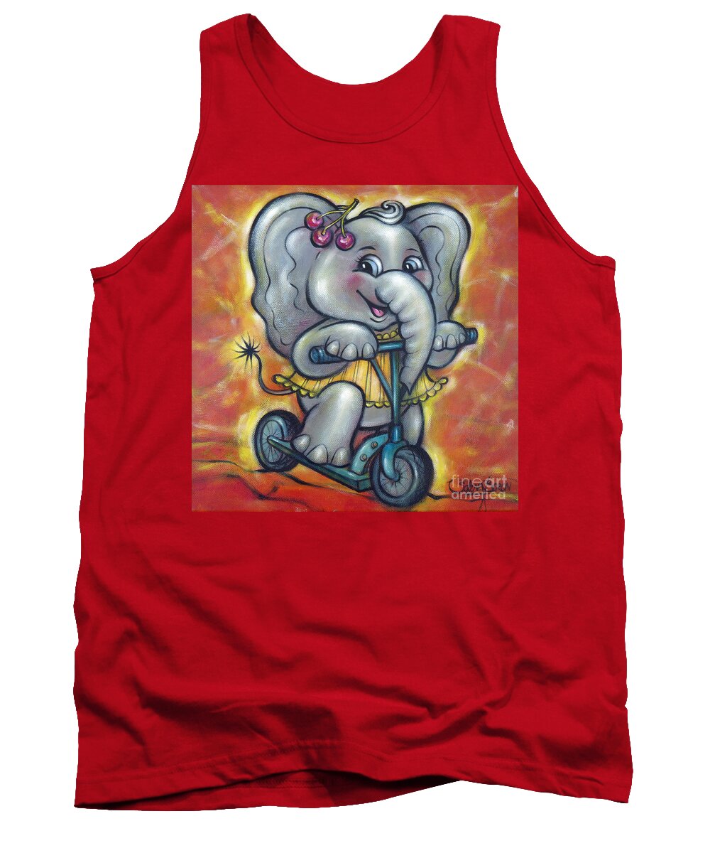 Elephant Tank Top featuring the painting Baby Elephant 101011 by Selena Boron