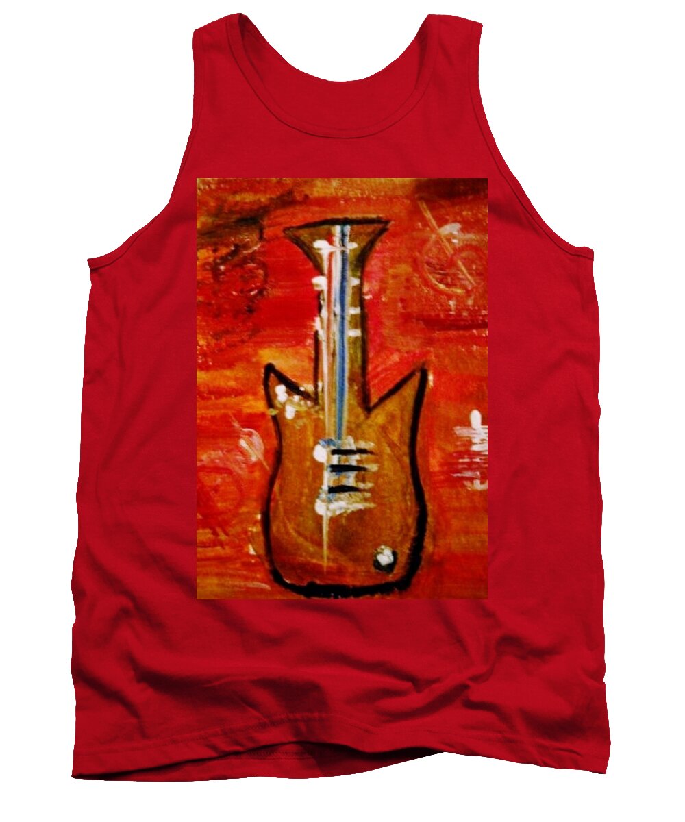 Bass Tank Top featuring the painting Bass Guitar 1 by Kelly M Turner