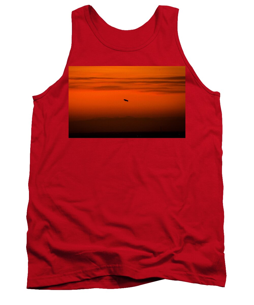Sunsets Tank Top featuring the photograph Blimp at Dusk by Denise Dube