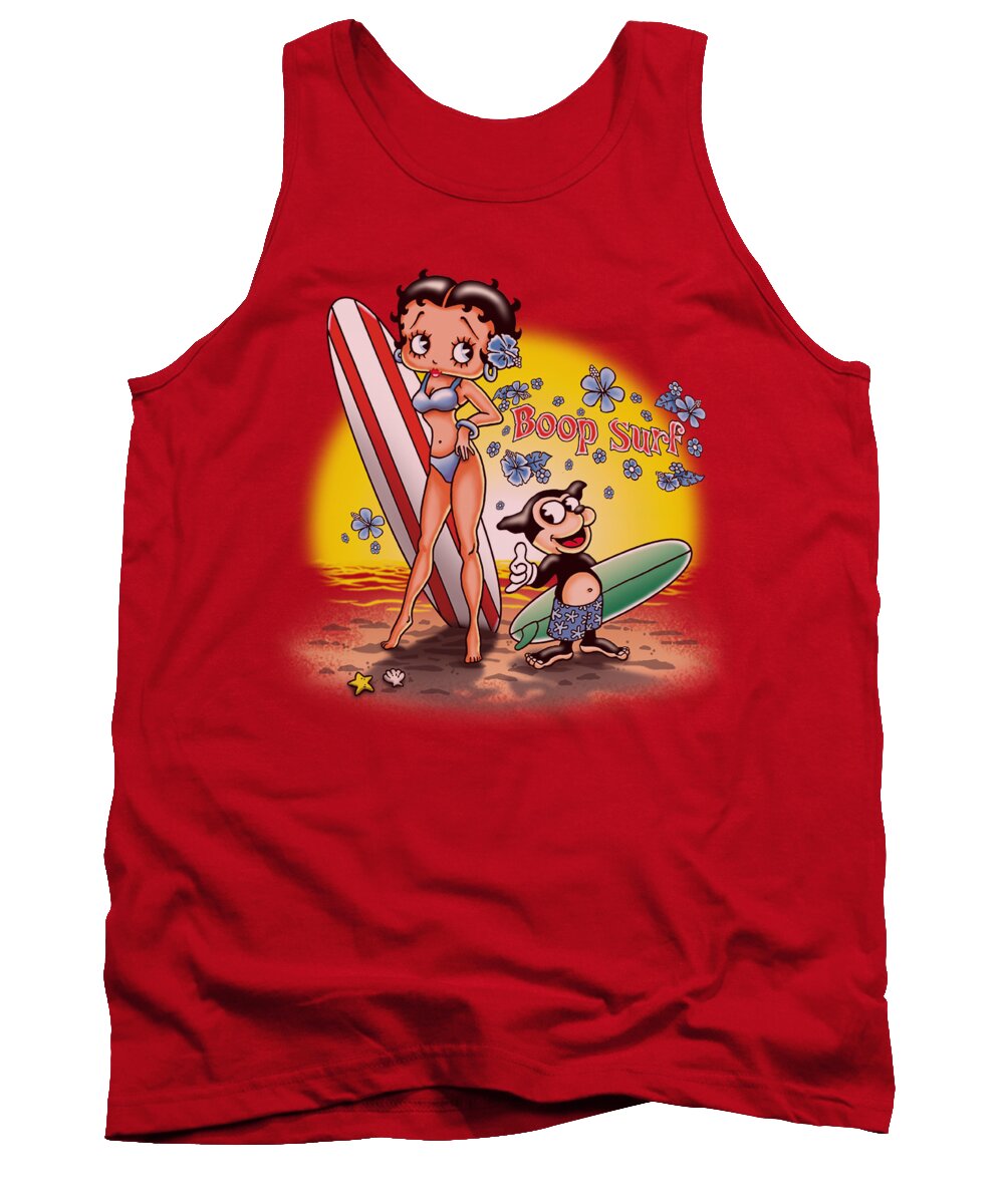 Betty Boop Tank Top featuring the digital art Boop - Surf by Brand A