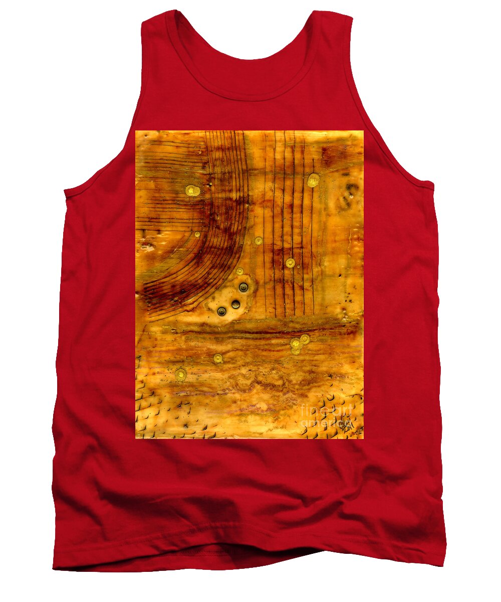 Wood Tank Top featuring the mixed media Brass Tokens by Angela L Walker