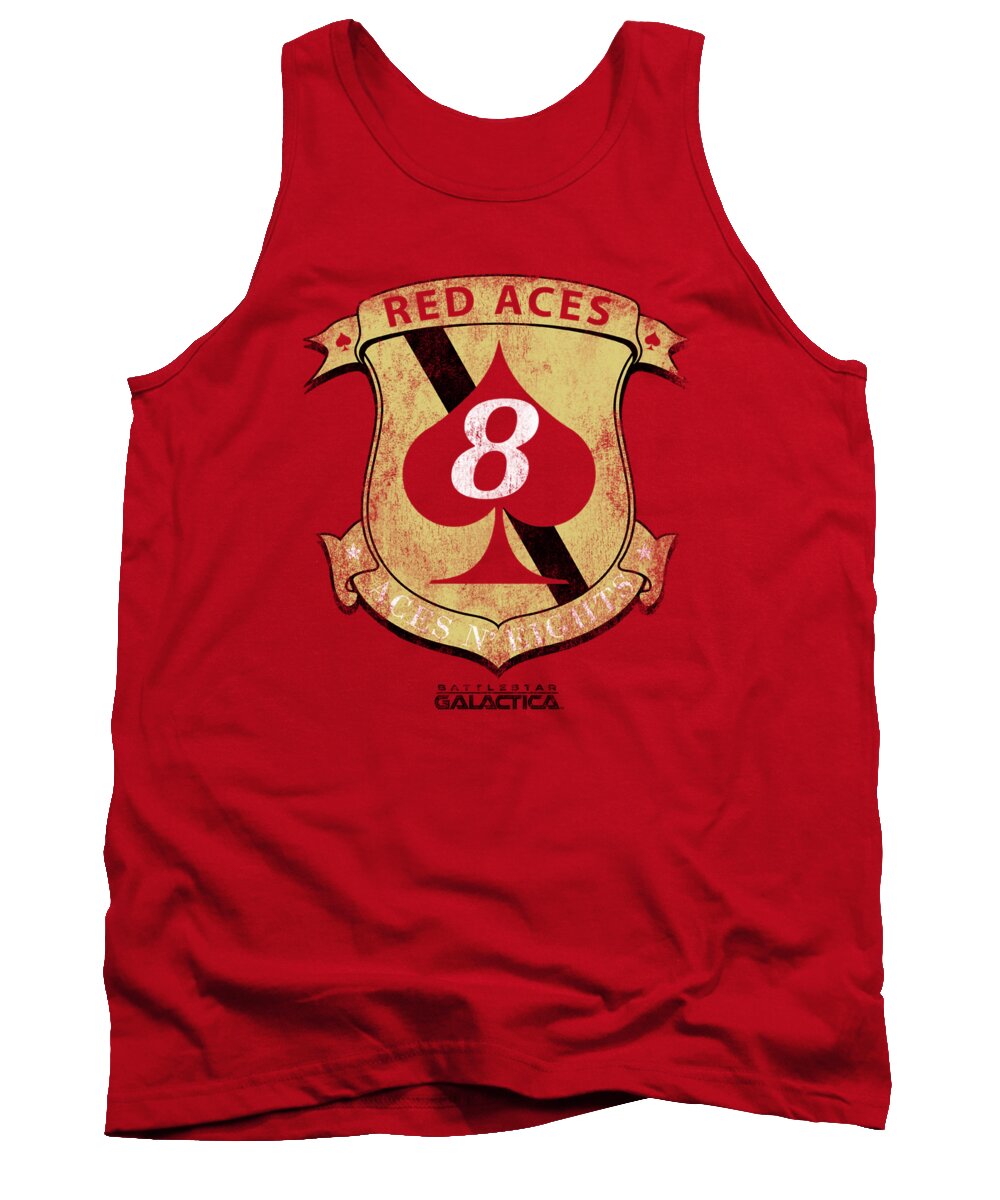  Tank Top featuring the digital art Bsg - Red Aces Badge by Brand A