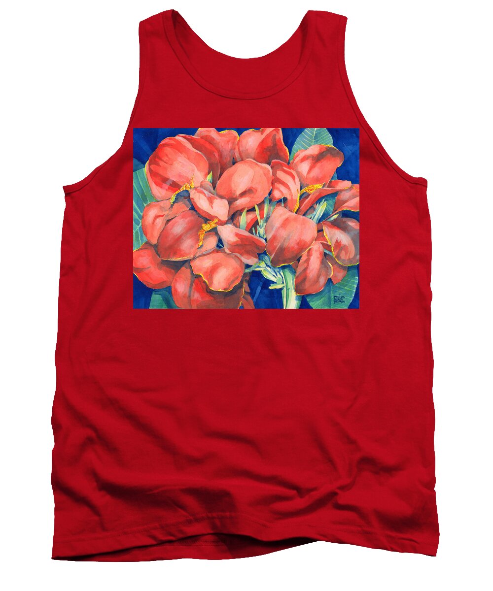 Canna Tank Top featuring the painting Cannas by Pauline Walsh Jacobson