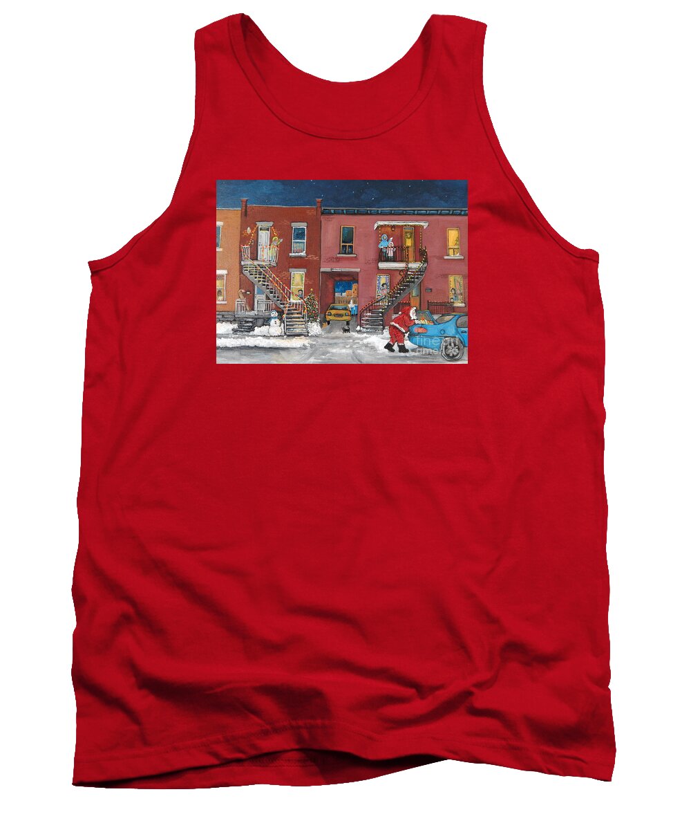 Christmas Tank Top featuring the painting Christmas in the City by Reb Frost