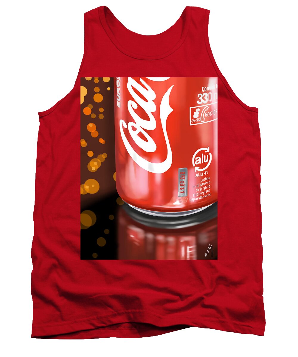 Red Tank Top featuring the painting Coca-Cola by Veronica Minozzi