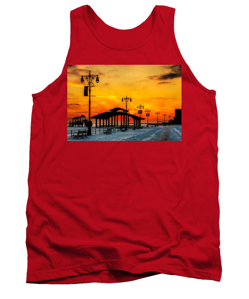 Coney Island Tank Top featuring the photograph Coney Island Winter Sunset by Chris Lord