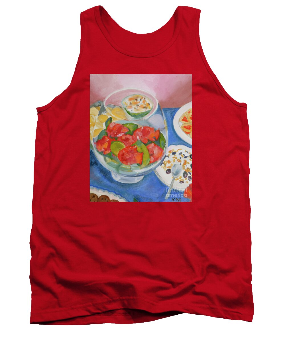 Floral Tank Top featuring the painting Cookies and Camellias by Karen Francis