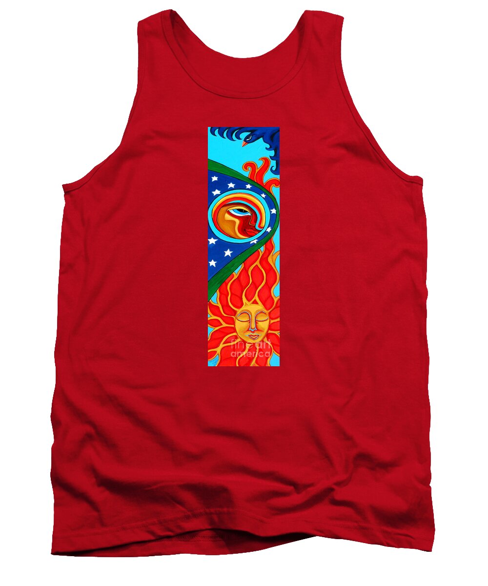 Crow Tank Top featuring the painting Crow Moon and Sun by Genevieve Esson