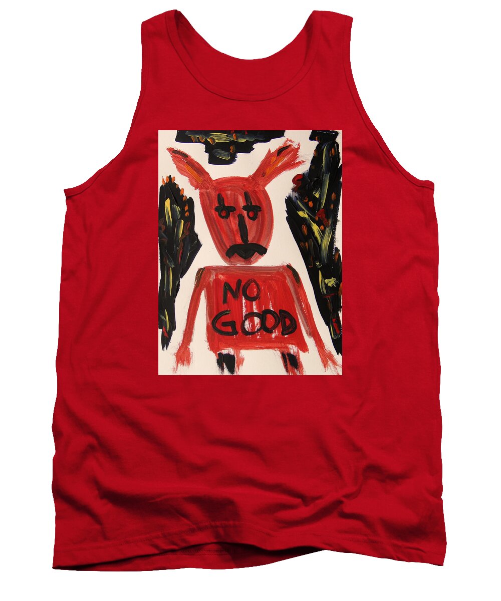 Mcw Tank Top featuring the painting devil with NO GOOD tee shirt by Mary Carol Williams