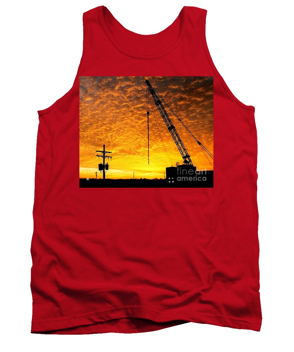 Beaumont Texas Tank Top featuring the photograph Erecting A Sunset In Beaumont Texas by Michael Hoard