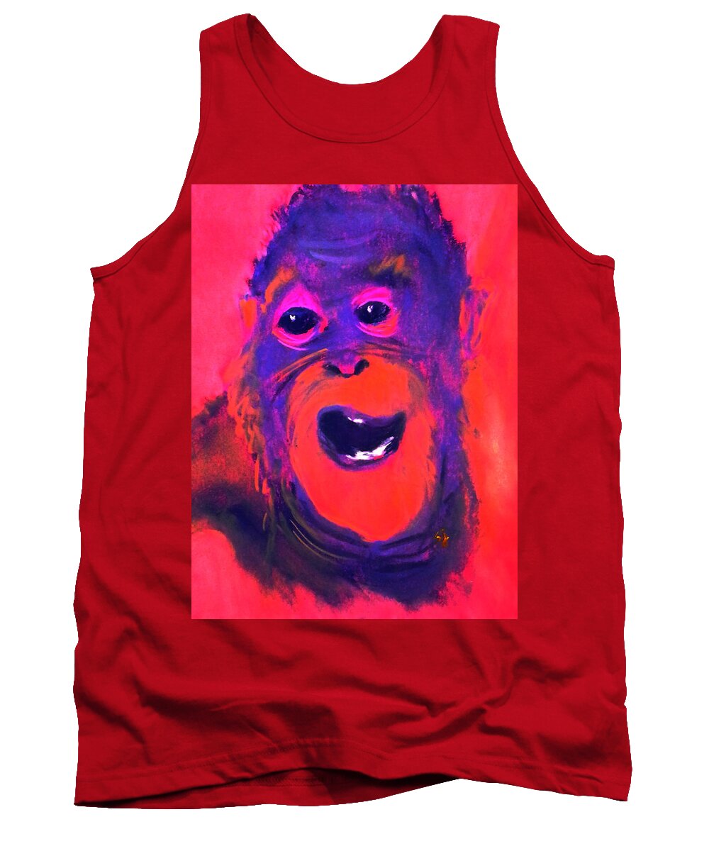 Animals Tank Top featuring the painting Funky Monkey Happy Chappy by Sue Jacobi