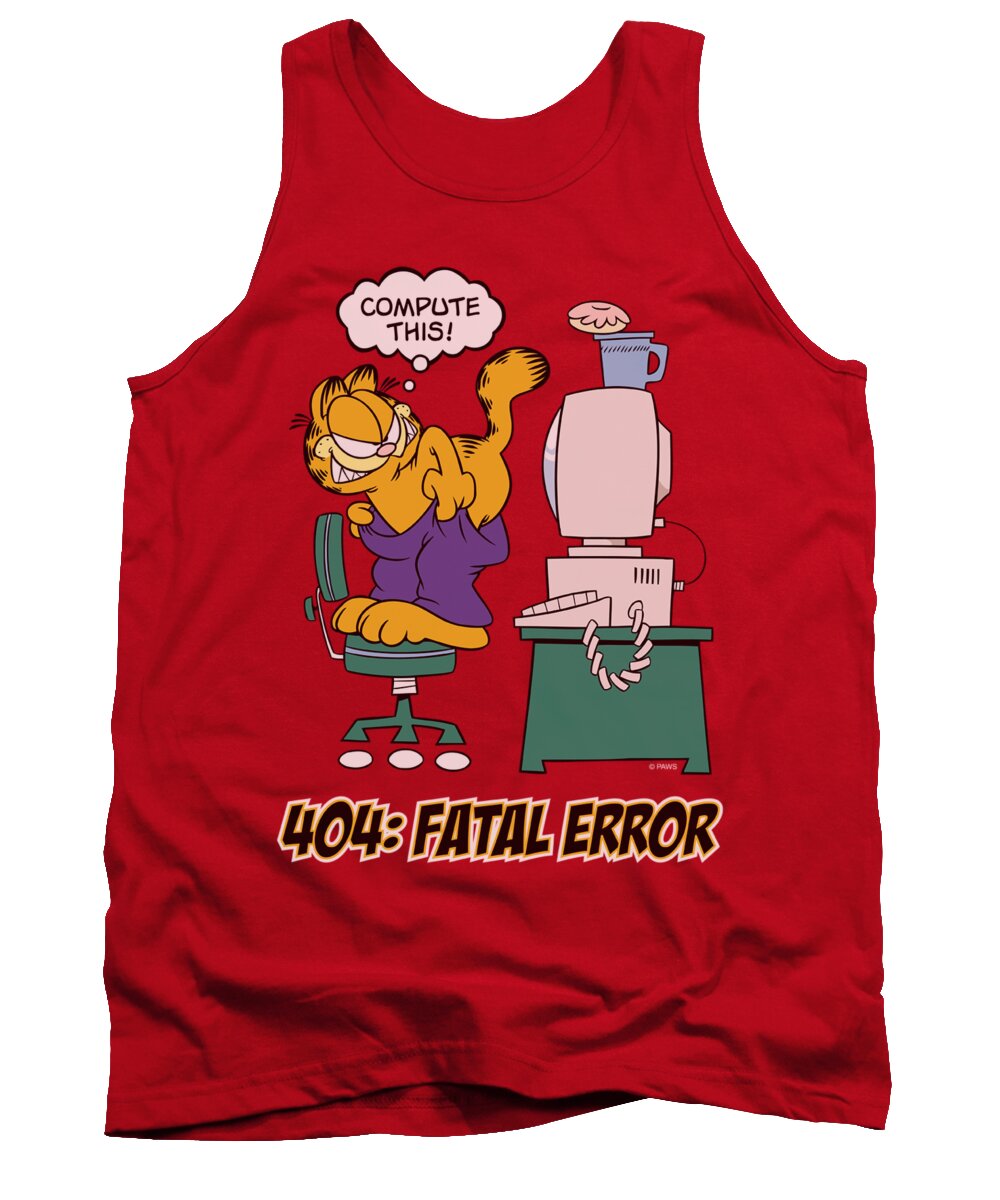 Garfield Tank Top featuring the digital art Garfield - Compute This by Brand A