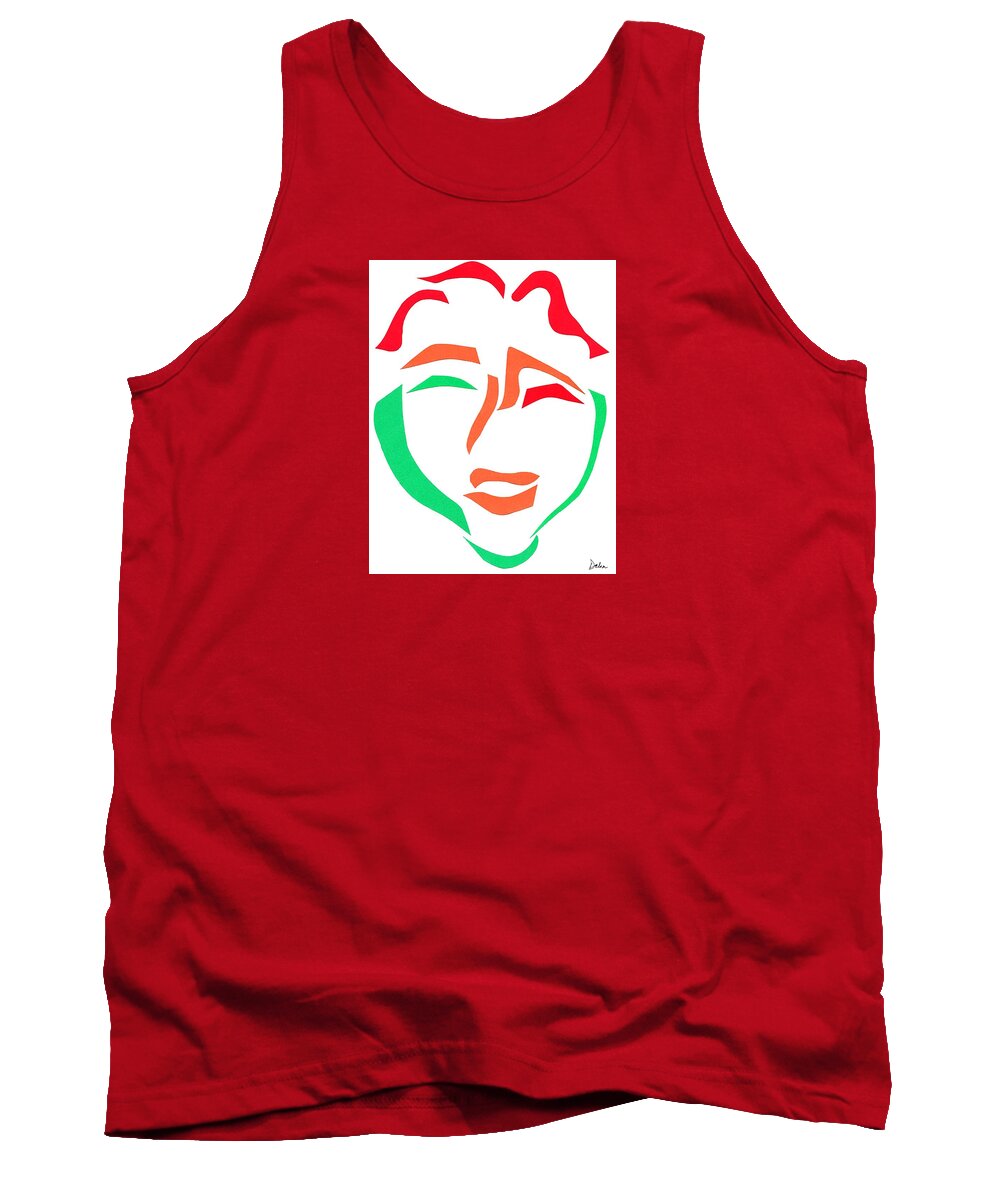 Face Tank Top featuring the mixed media Happy Face by Delin Colon