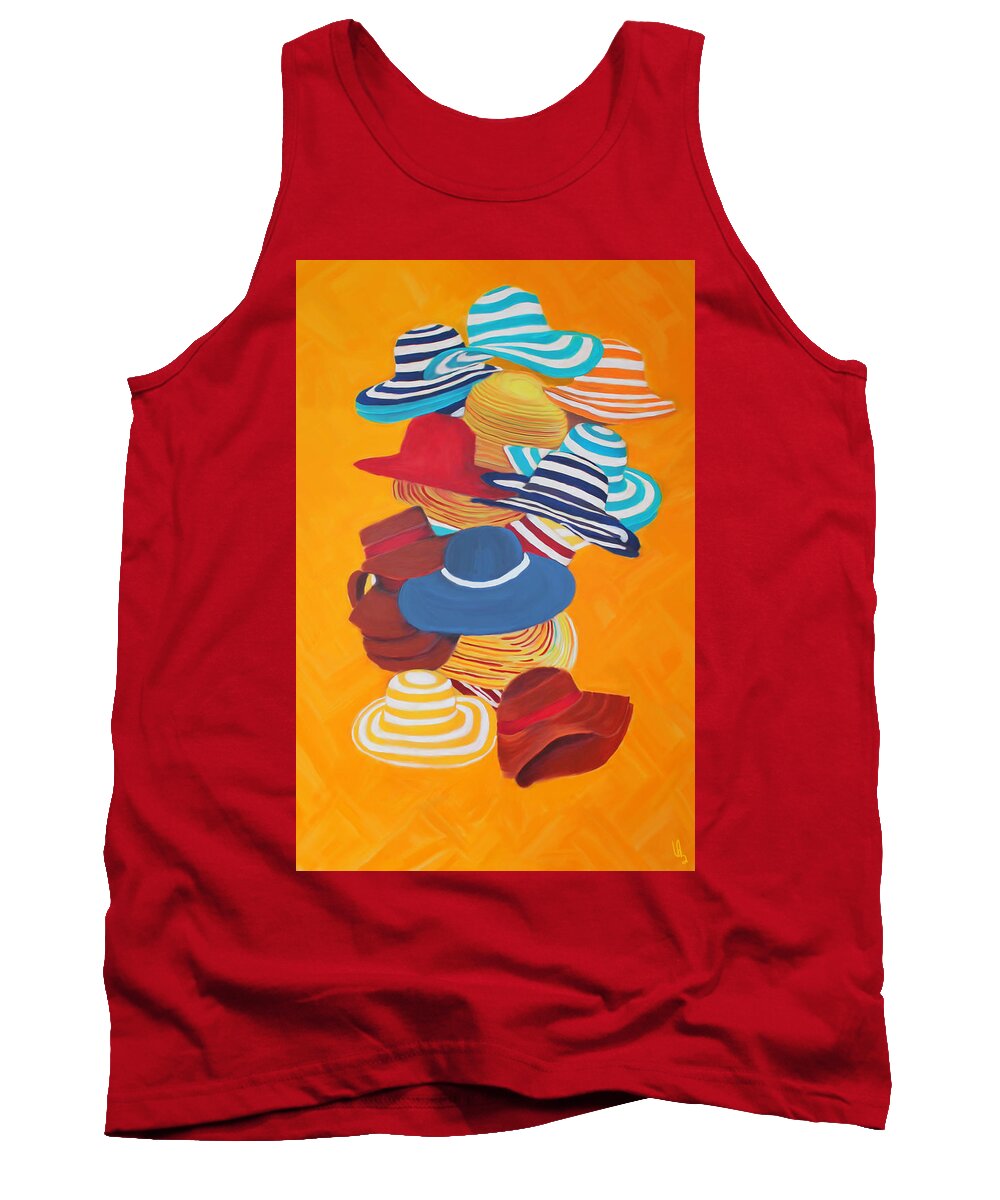 Hats Tank Top featuring the painting Hats Off by Deborah Boyd